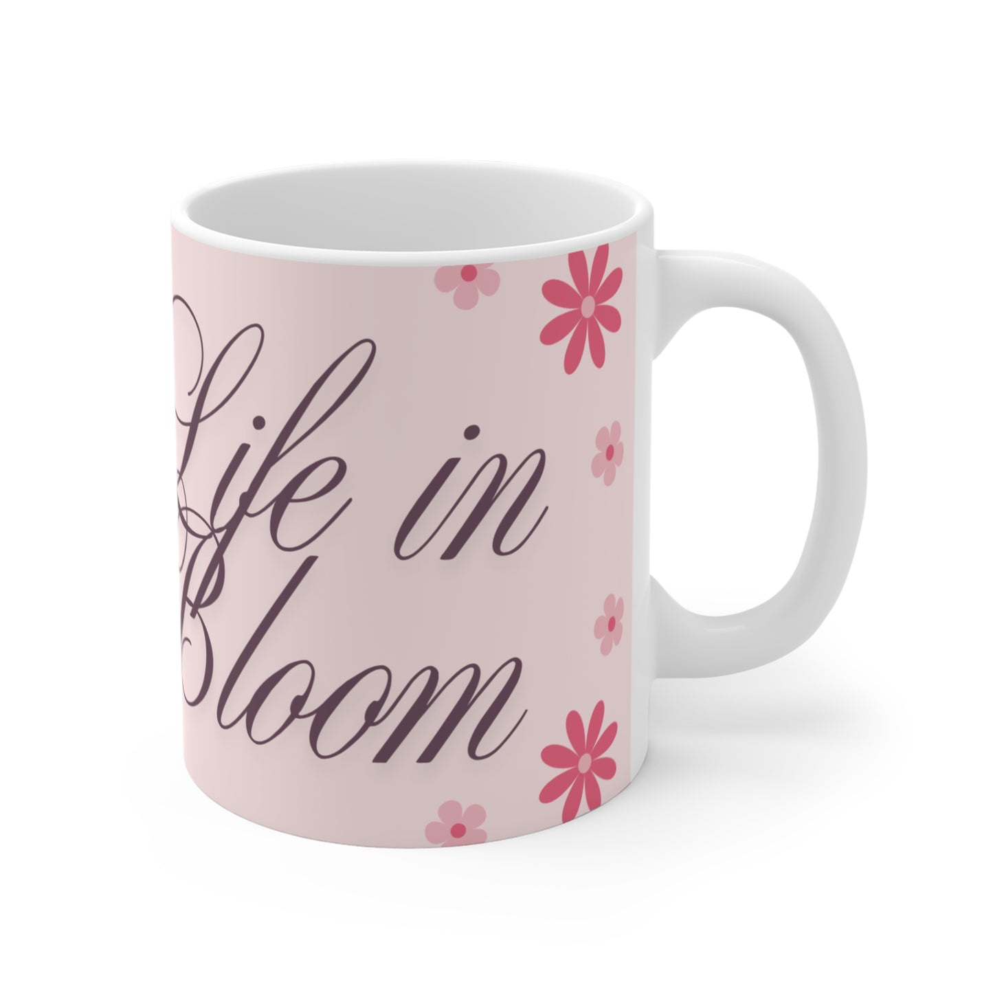 Inspirational Floral Mug - Live Life Full, Gift for Empowerment, Motivational Coffee Cup, Spring Decor, Flower Lover's Gift