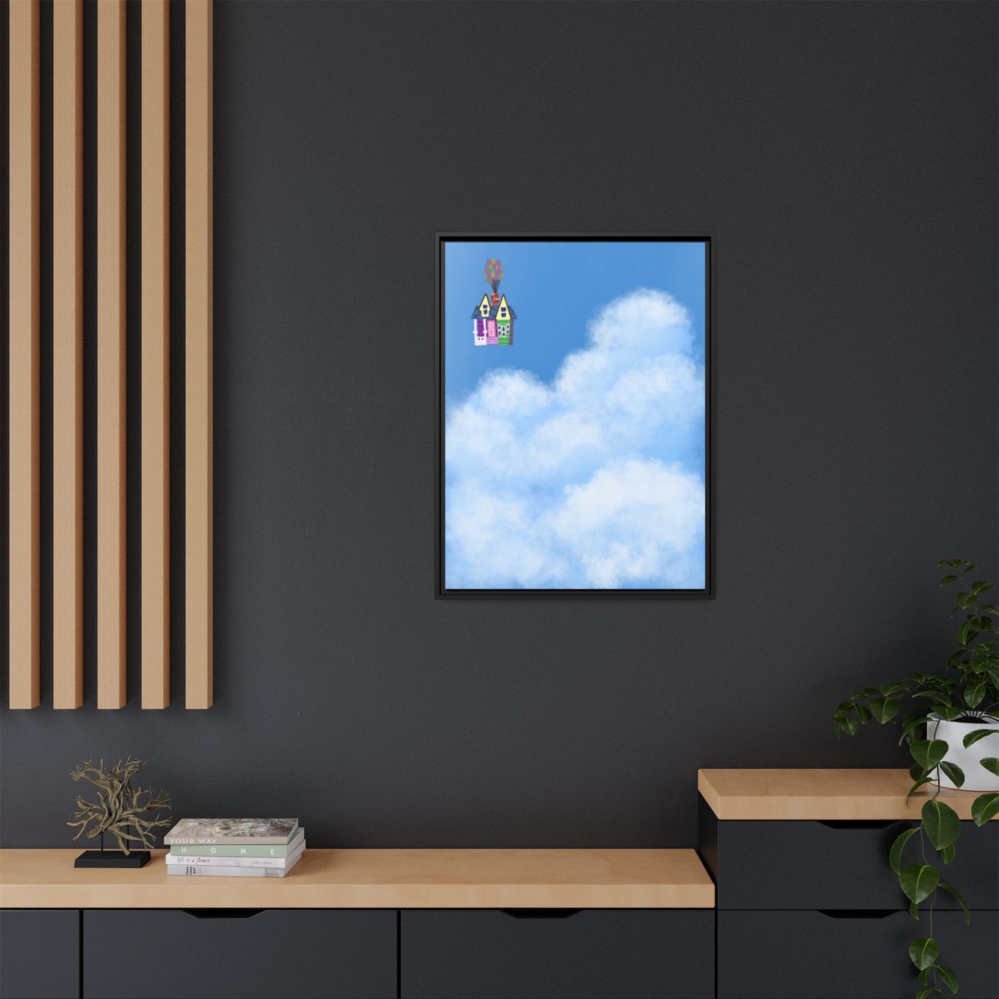 Canvas Wall Art - House in the Clouds Kids Room Decor Picture Frame