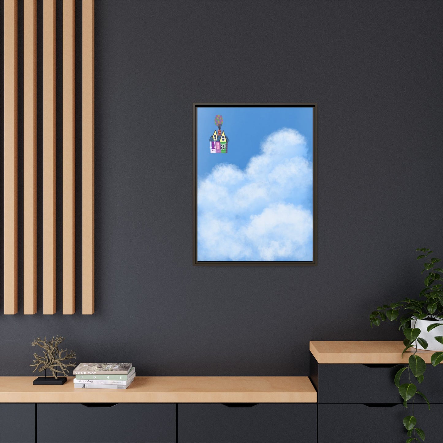 Canvas Wall Art - House in the Clouds Kids Room Decor Picture Frame
