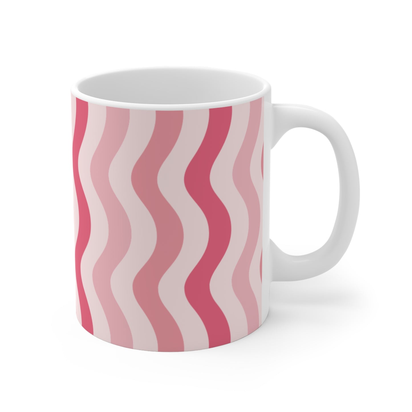 Pink Wave Pattern 11oz Mug, Gift for Her, Coffee Cup, Valentine's Day, Pink Waves, Trendy Drinkware, Home Decor