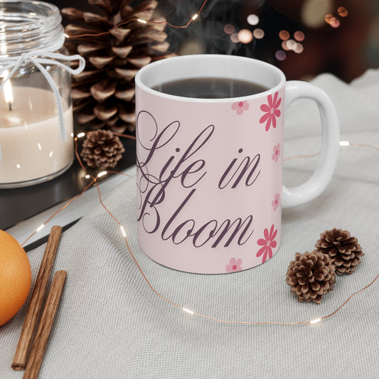 Inspirational Floral Mug - Live Life Full, Gift for Empowerment, Motivational Coffee Cup, Spring Decor, Flower Lover's Gift