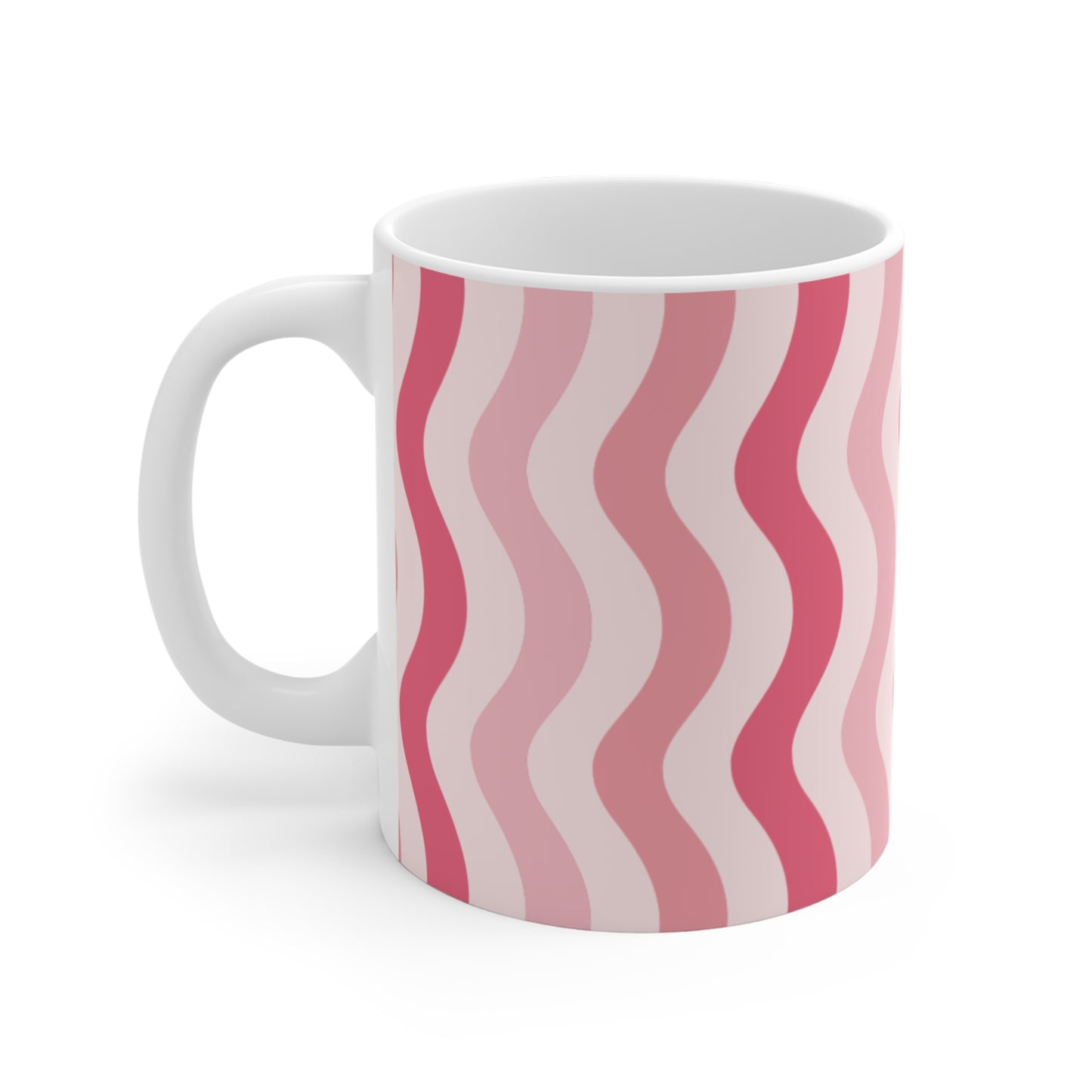Pink Wave Pattern 11oz Mug, Gift for Her, Coffee Cup, Valentine's Day, Pink Waves, Trendy Drinkware, Home Decor