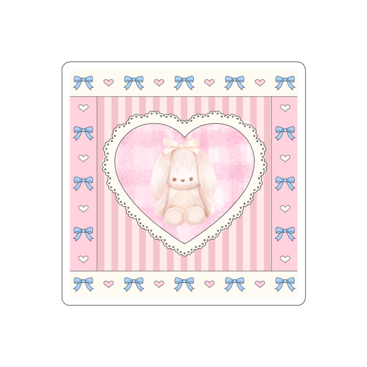 Coquette Bunny Heart Die-Cut Stickers, Cute Decor for Gifts, Scrapbooking, Journaling