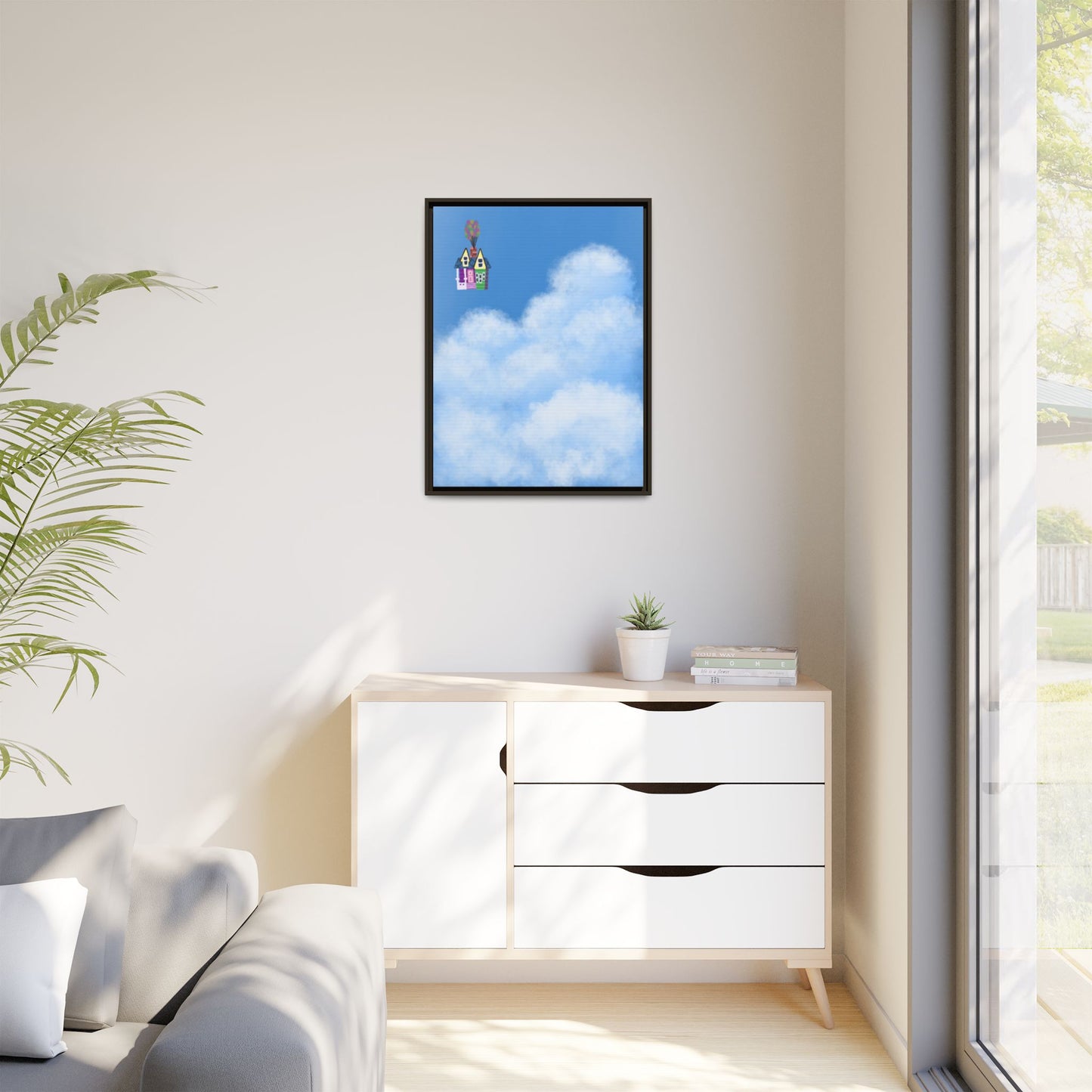 Canvas Wall Art - House in the Clouds Kids Room Decor Picture Frame