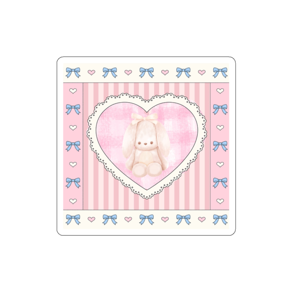 Coquette Bunny Heart Die-Cut Stickers, Cute Decor for Gifts, Scrapbooking, Journaling