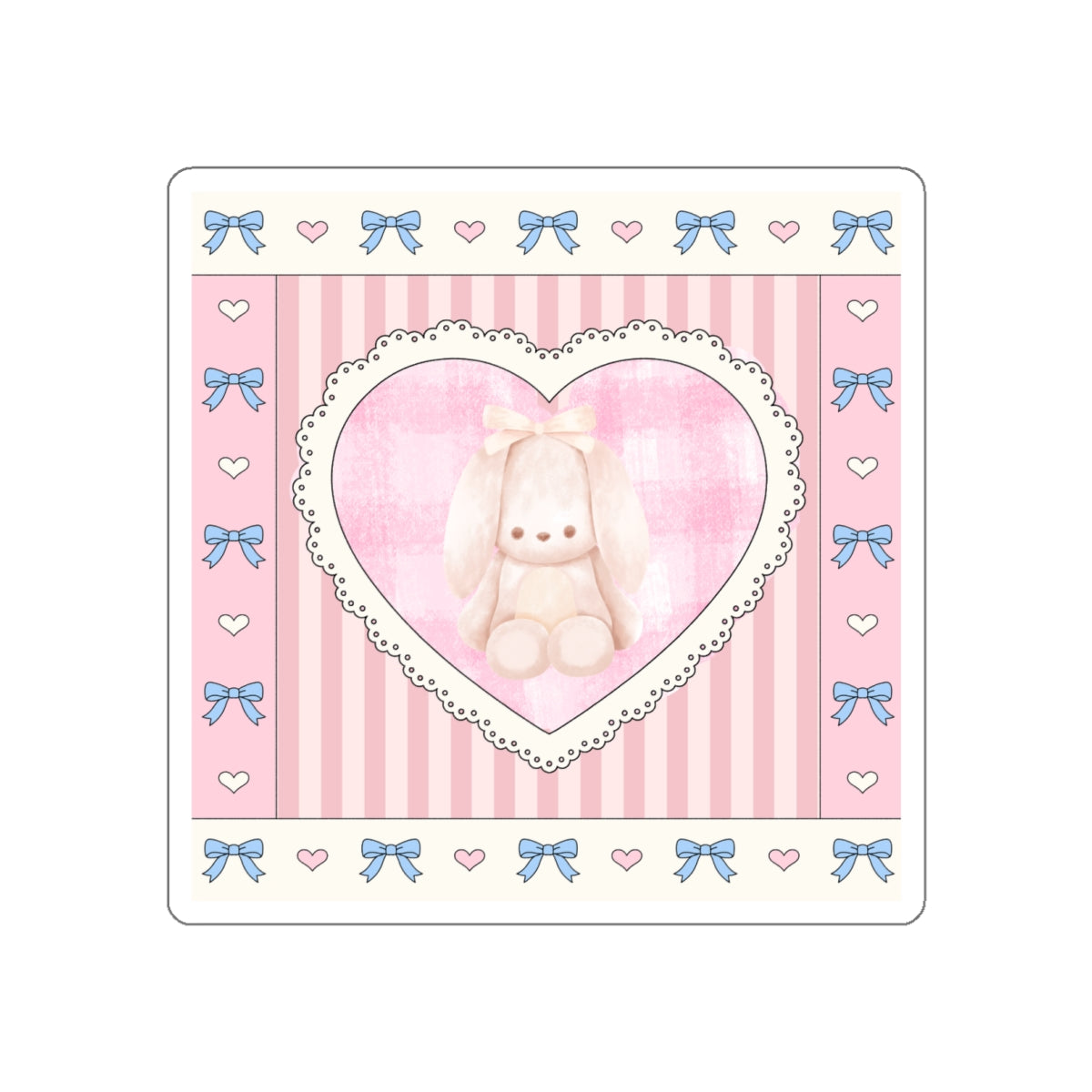 Coquette Bunny Heart Die-Cut Stickers, Cute Decor for Gifts, Scrapbooking, Journaling
