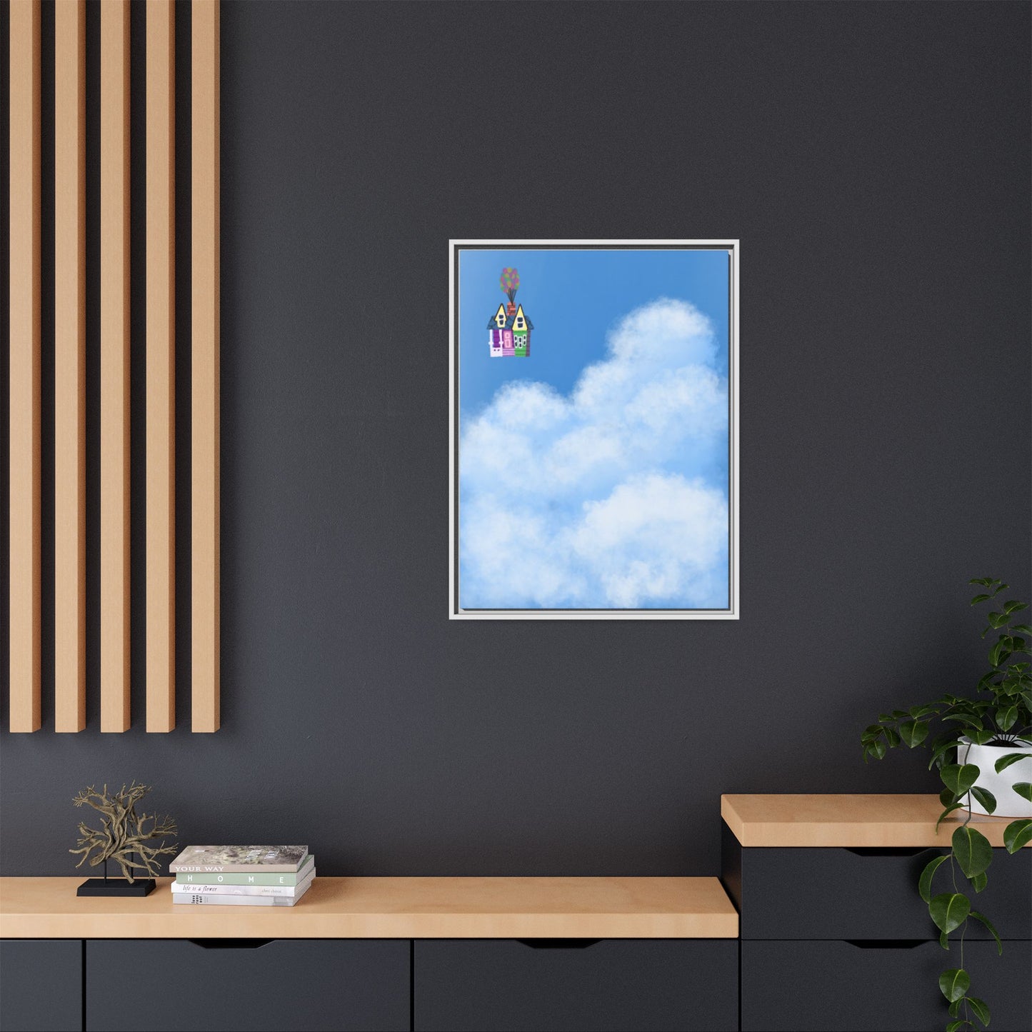 Canvas Wall Art - House in the Clouds Kids Room Decor Picture Frame